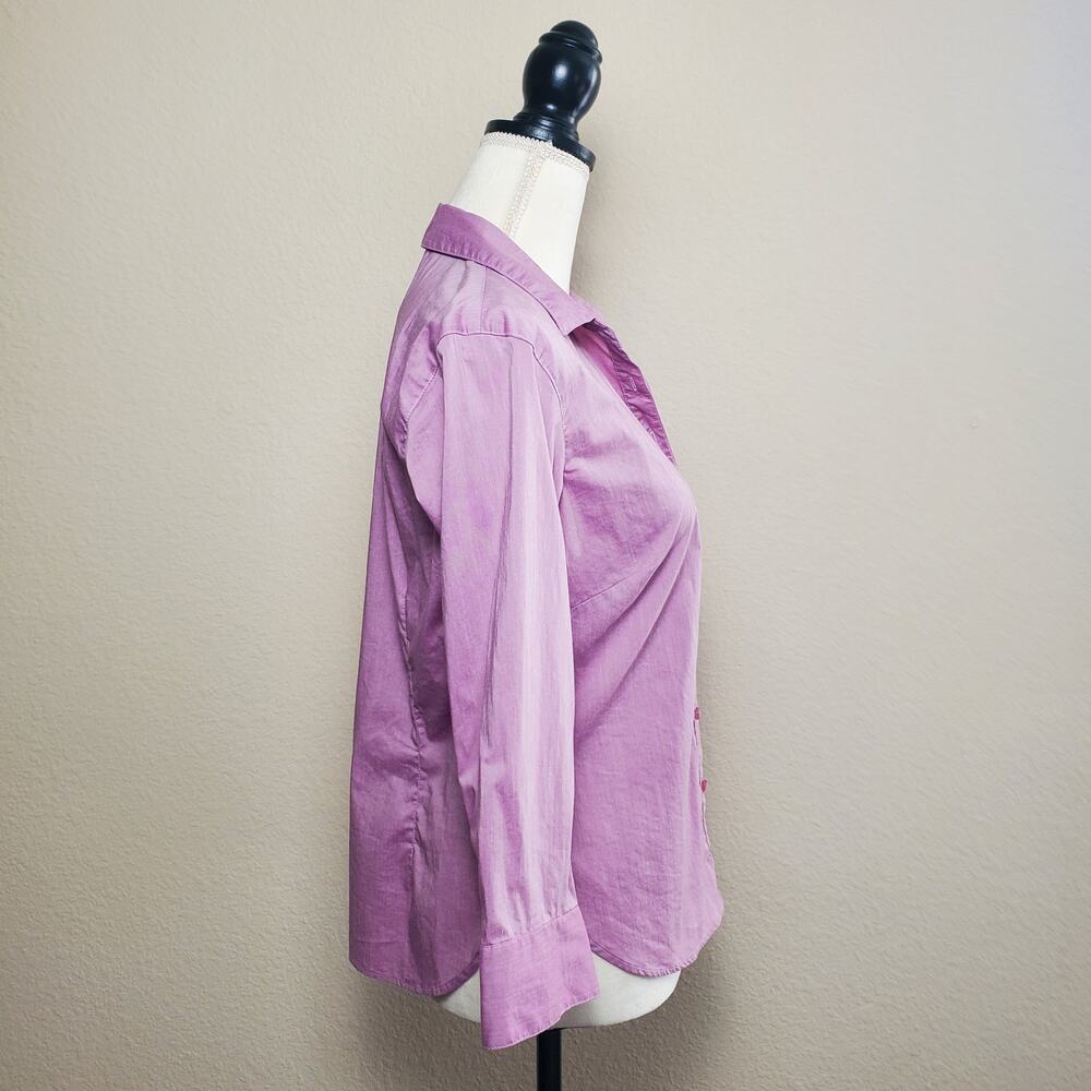 Womyn Pink Collared Blouse 2 - Picture 2 of 7